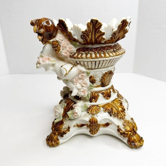 Collectible CHERUB Candle Holder Centerpiece Angel Renaissance victorian decor - Picture 2 of 10